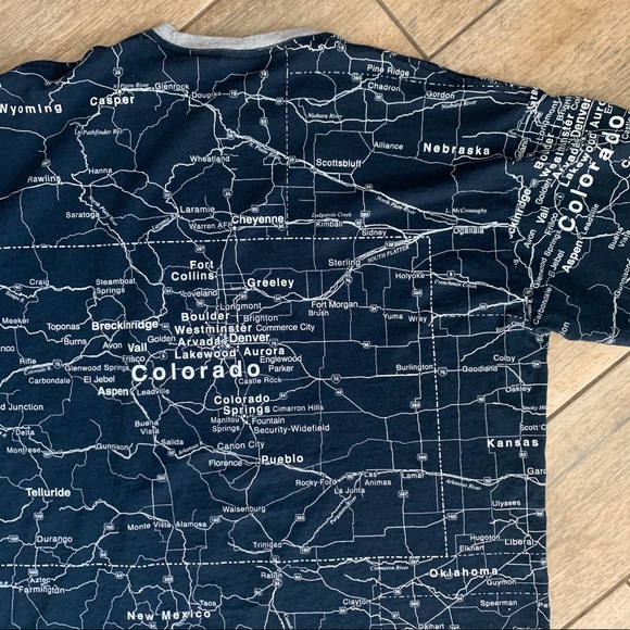 Colorado all over map print shirt 100% cotton GUC - Picture 6 of 7